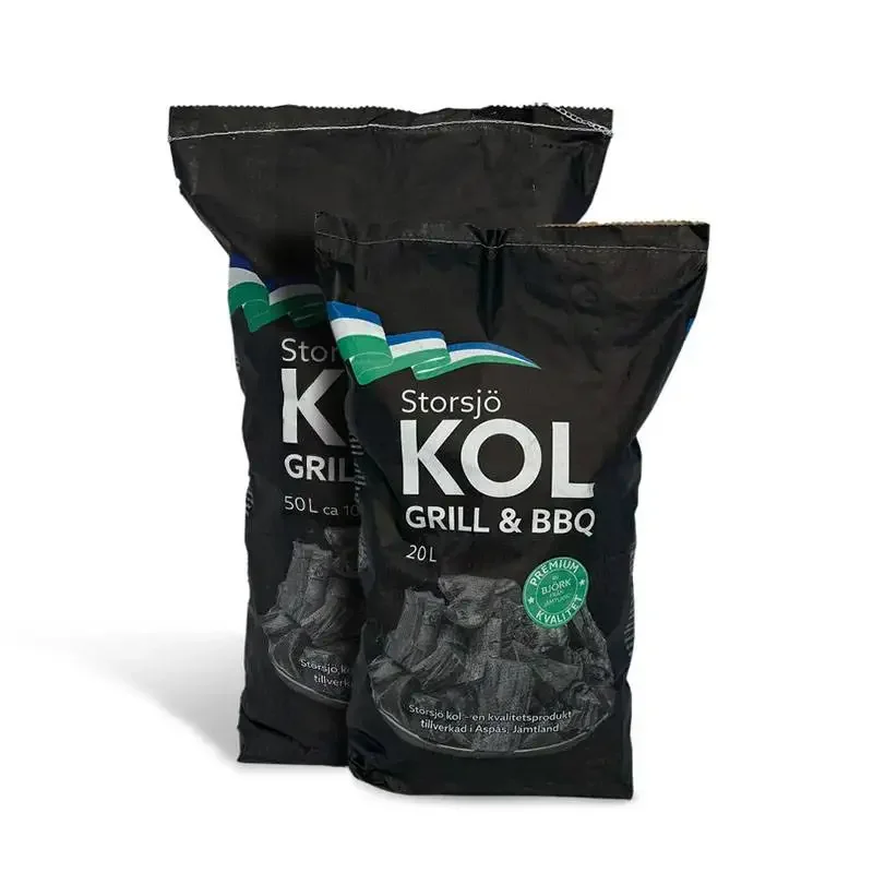 StorsjöKol – premium grillkol i 20- och 50-literssäckar